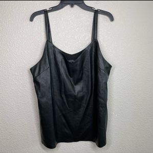 Universal Standard Womens Small 14-16 Faux Leather Camisole Top Black Sleeveless